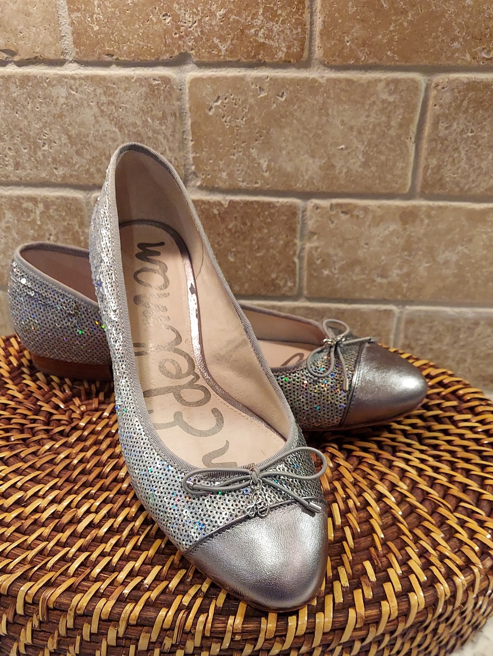 Sam Edelman Sequined Ballet Flats - Silver - 9.5